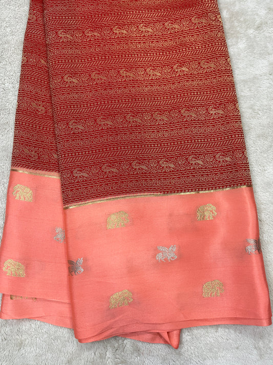 Pure crepe Mysore silk- Kad/Cow/Bor(15230701)