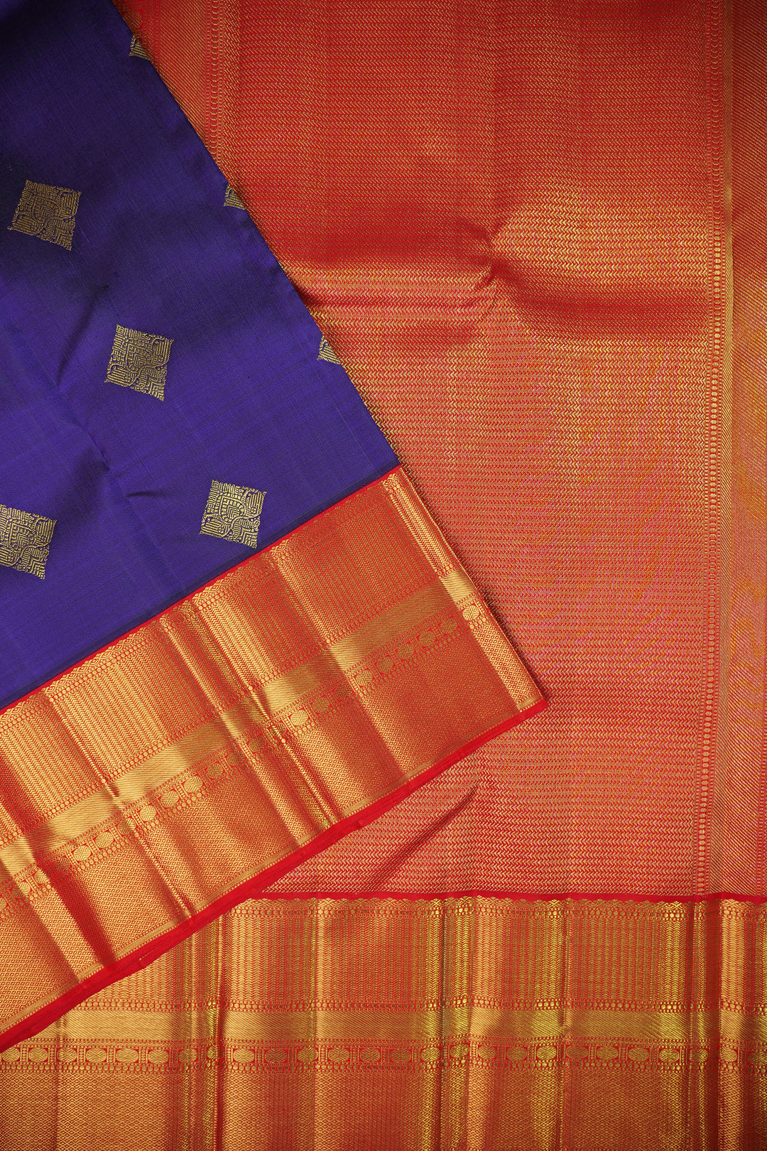 PERSIAN BLUE ZARI MOTIF'S AND RICH ZARI BORDER KANCHIPURAM SILK SAREE | SILK MARK CERTIFIED