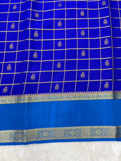 Pure Crepe Mysore Silk Bentex checks butta - 2637796