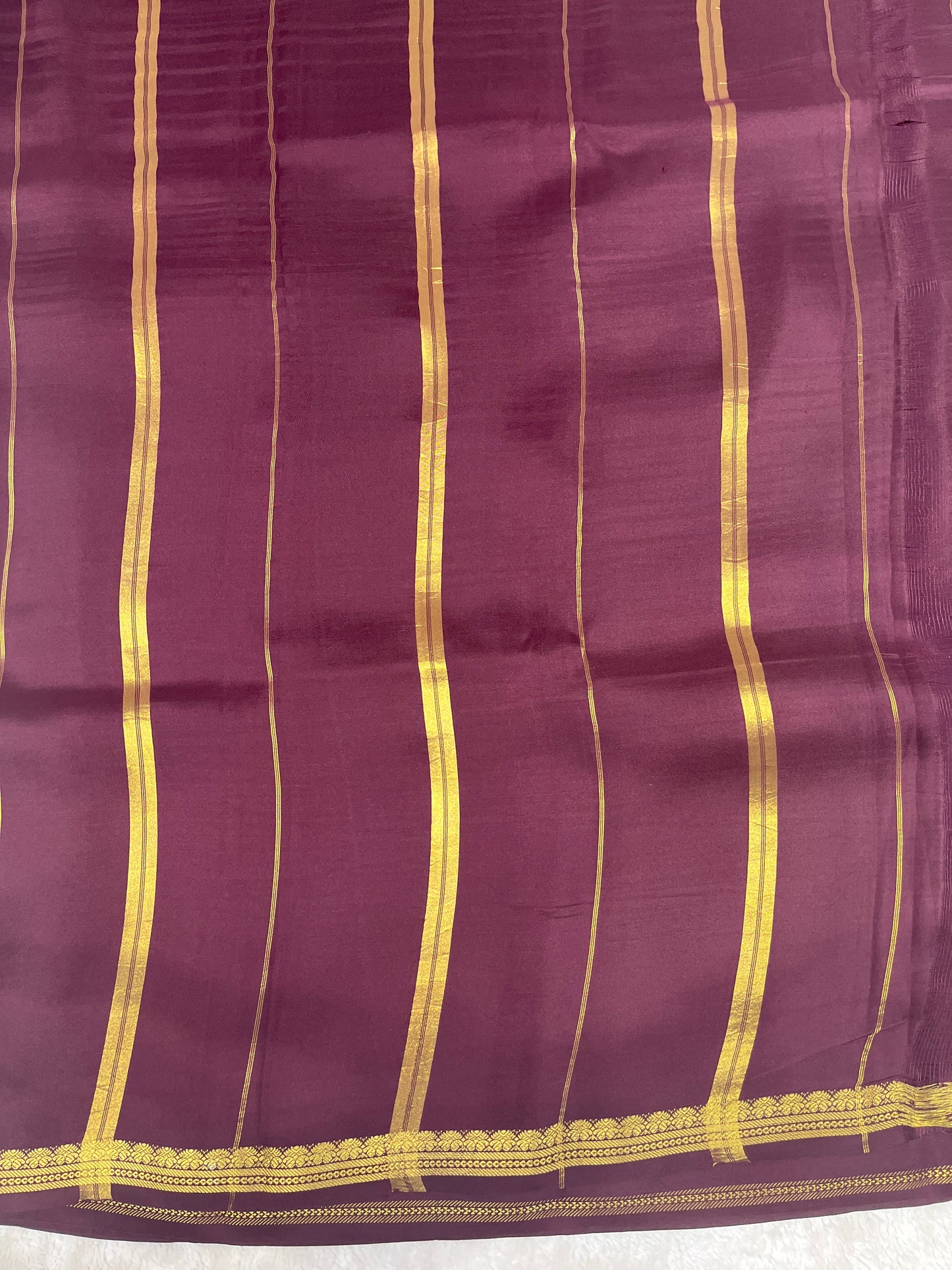 Pure Zari Mysore Silk Saree Two Mango Border In Pink With Brown Contrast Color Blouse