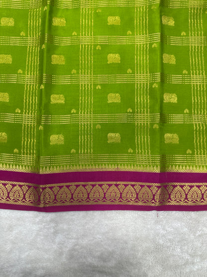 Pure crepe Mysore silks saree checked   With peacock - 1627271