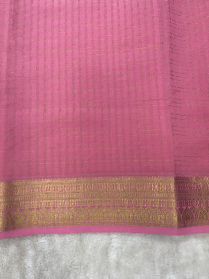 Pure Crepe Mysore Silk mungi checks butta  - 1145314