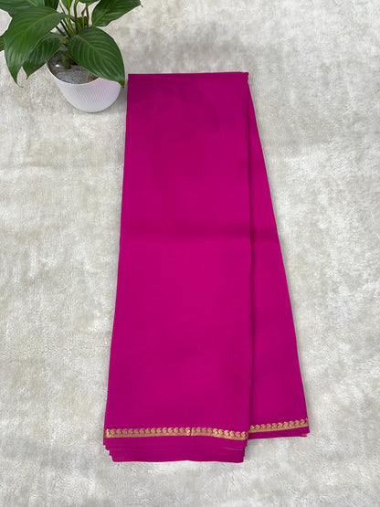 Pure Zari Mysore Silk Saree Paisely Border In Pink With Self Color Blouse