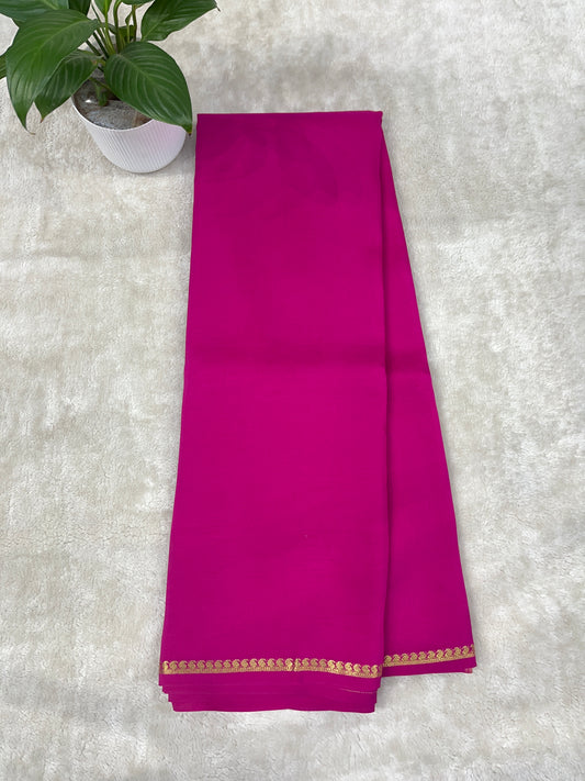 Pure Zari Mysore Silk Saree Paisely Border In Pink With Self Color Blouse