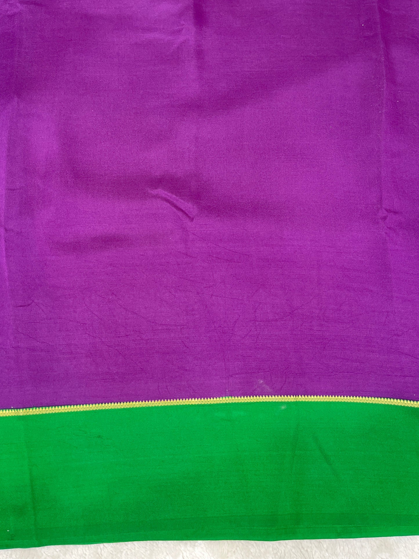 Pure Zari Mysore Silk Saree Bentex Border In Purple With Green Contrast Color