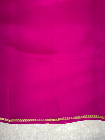 Pure Zari Mysore Silk Saree Paisely Border In Pink With Self Color Blouse