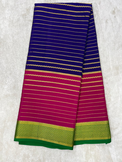 Pure Crepe Mysore Silk Bentex checks butta contrast - 2637795