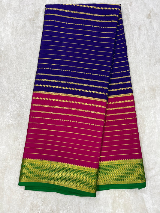 Pure Crepe Mysore Silk Bentex checks butta contrast - 2637795