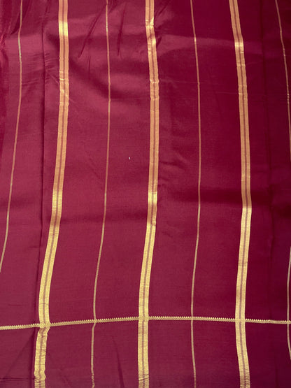 Pure Zari Mysore Silk Saree Bentex Border In Green With Red Contrast Color