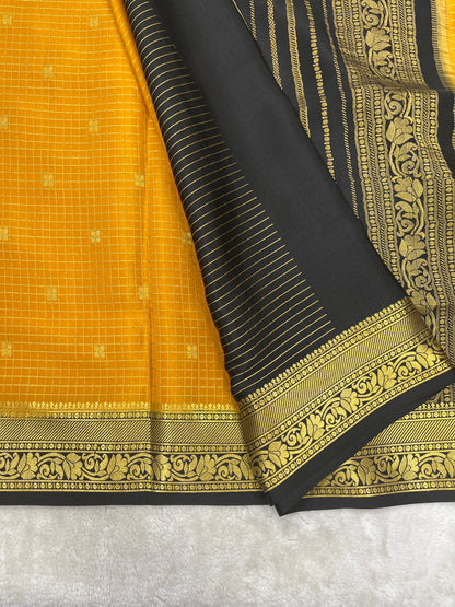 Pure Crepe Mysore Silk checks butta - 2637798