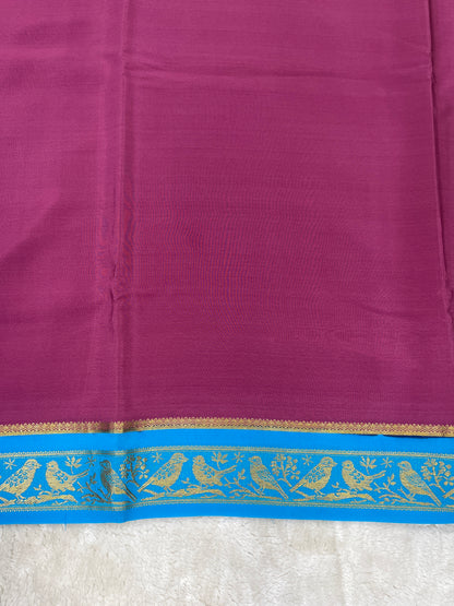 Silver Based Pure Mysore silk sarees in sparrow Border