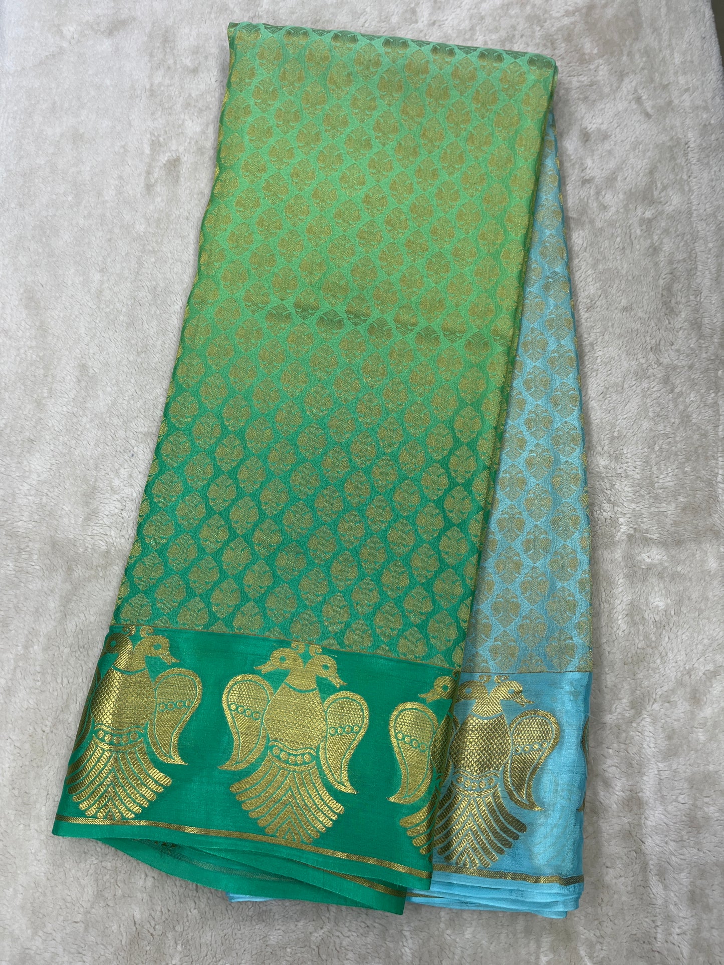 Pure Crepe Mysore Silk garuda border - 1549113