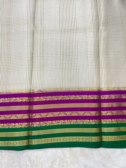 Pure Crepe Mysore Silk  Bentex checks - 2637797