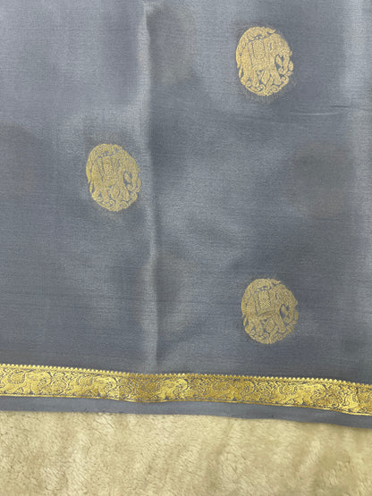 Pure Crepe Mysore Silk elephant buta- 1145307