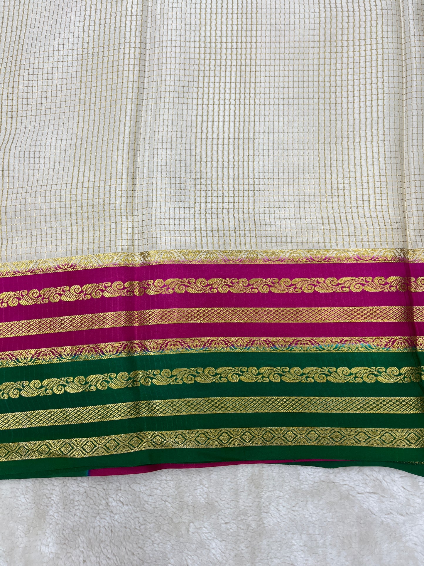 Pure Crepe Mysore Silk Bentex checks - 2637797
