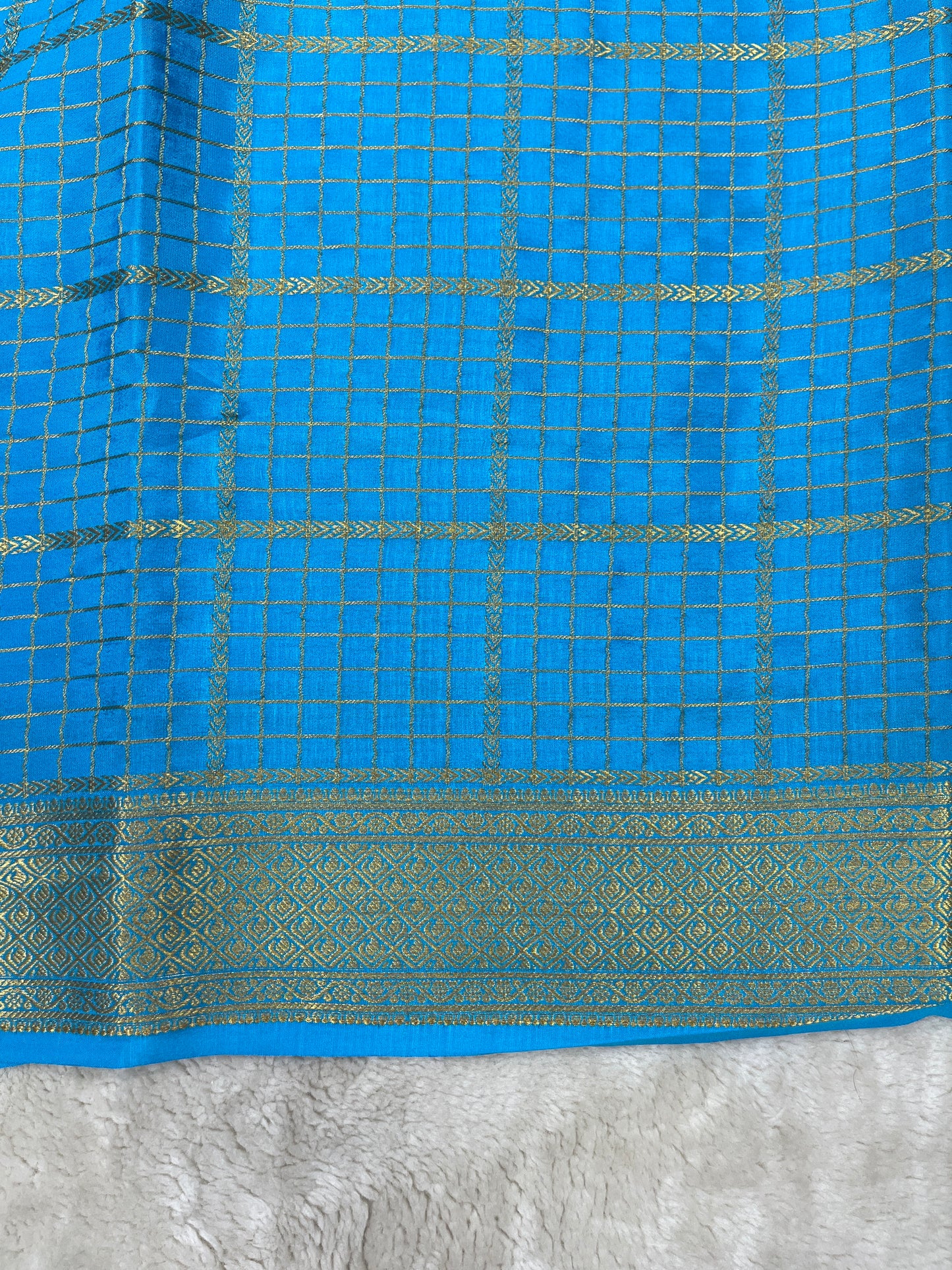 Pure Crepe Mysore Silk Multi checks  - 1145305