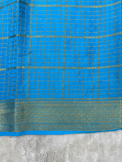 Pure Crepe Mysore Silk Multi checks  - 1145305