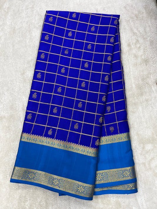 Pure Crepe Mysore Silk Bentex checks butta - 2637796