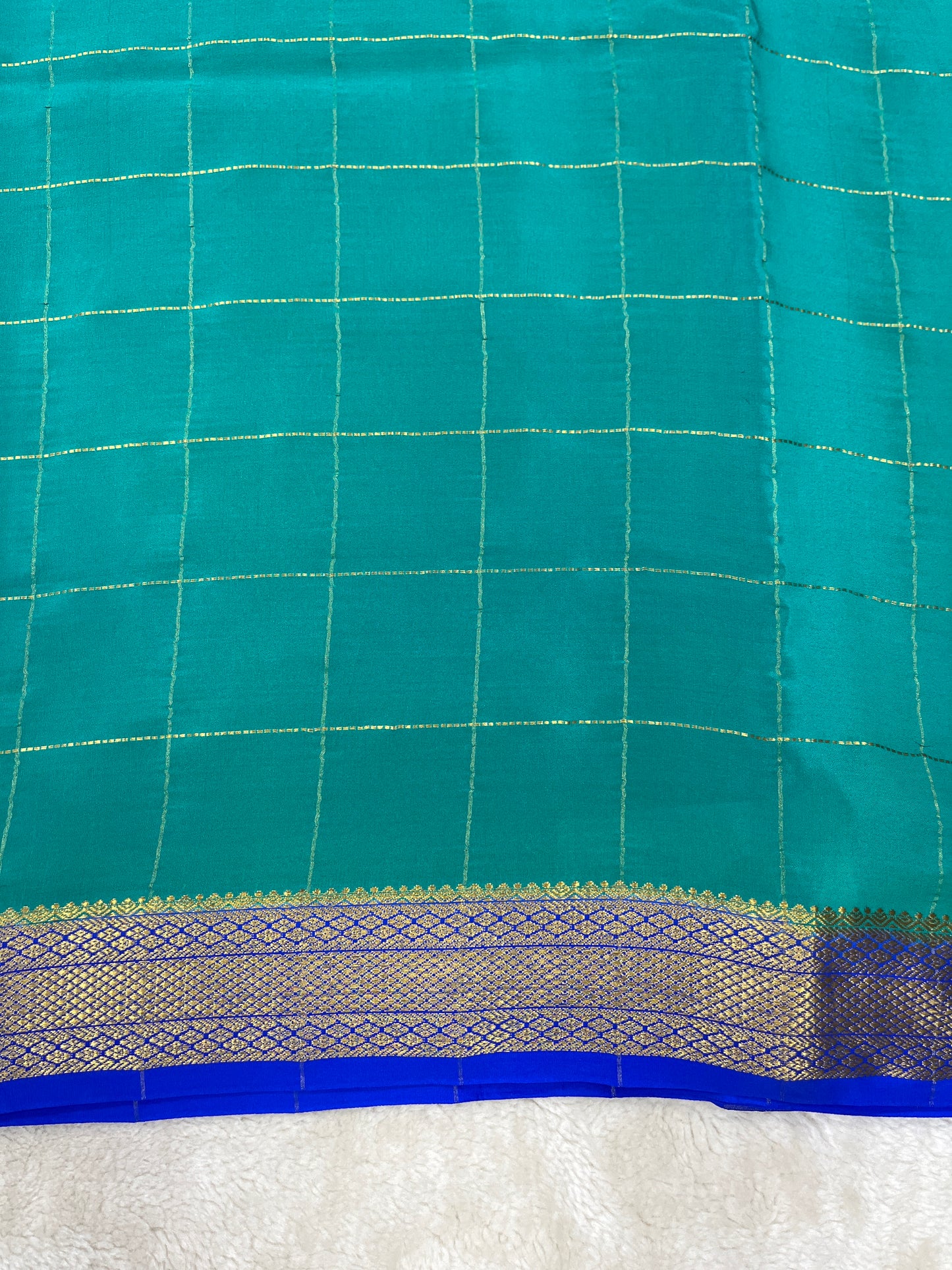 Sliver Based Mysore Silk Sarees in Checks Pattern