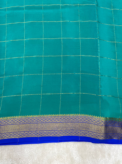 Sliver Based Mysore Silk Sarees in Checks Pattern