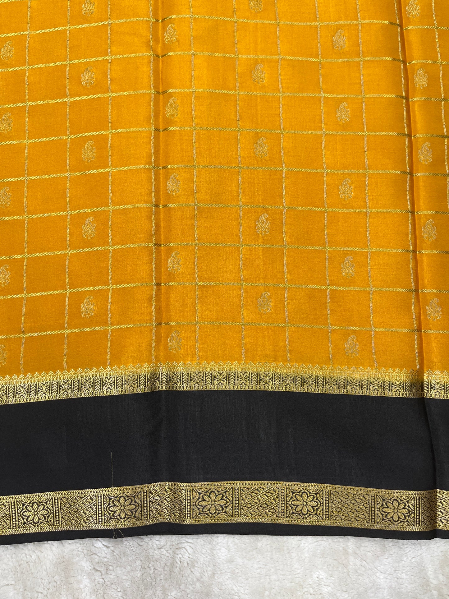 Pure Crepe Mysore Silk Bentex checks butta - 2637796