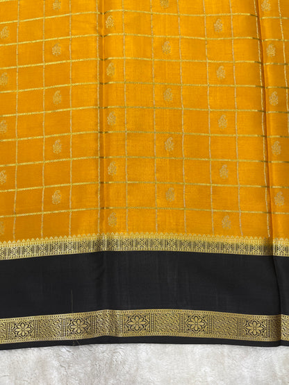 Pure Crepe Mysore Silk Bentex checks butta - 2637796
