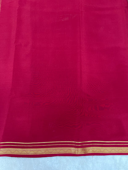 Two Line One Inch Border in Gold Lace Mysore silk saree In Self Maroon Color