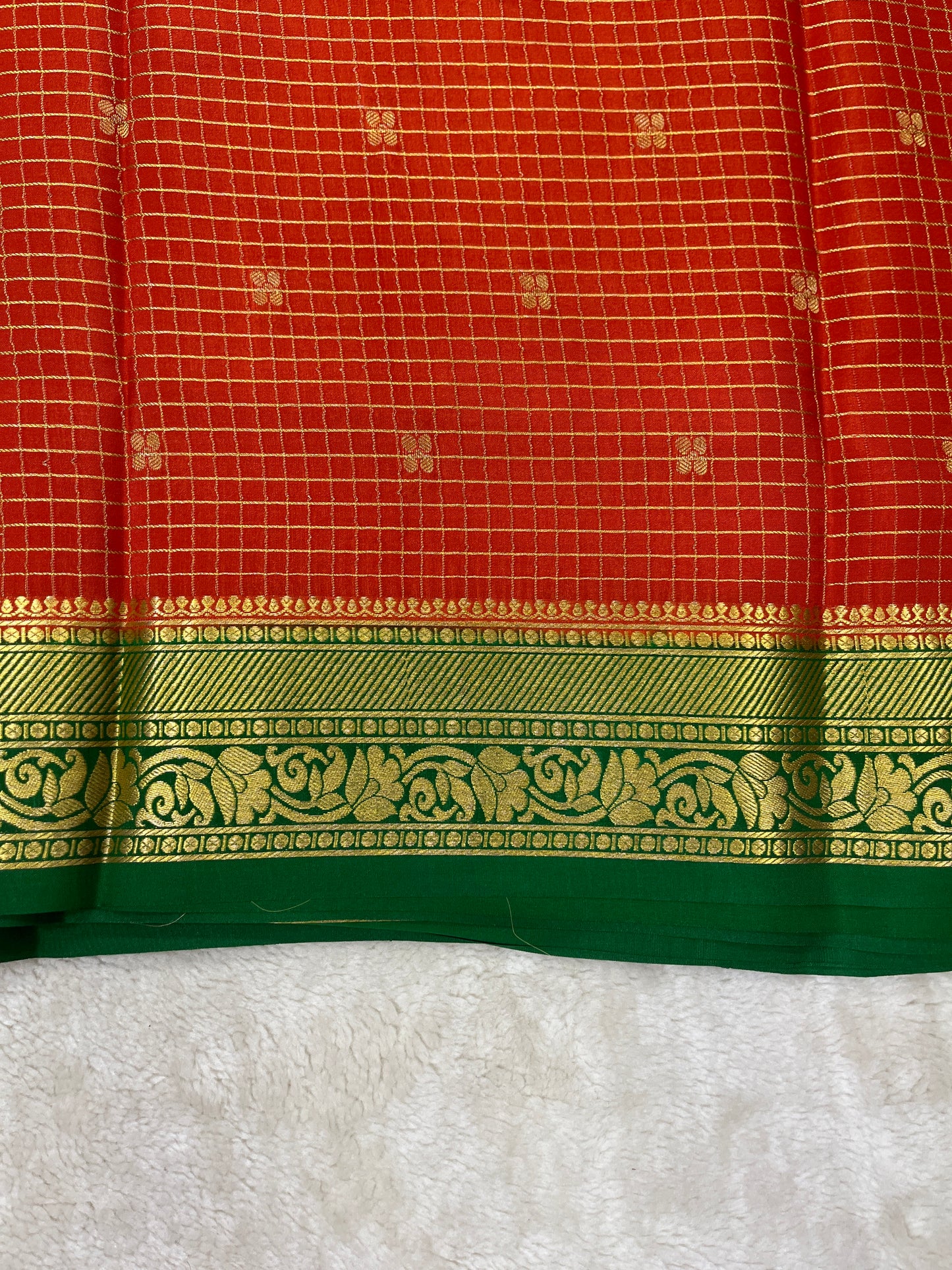 Pure Crepe Mysore Silk checks butta - 2637798