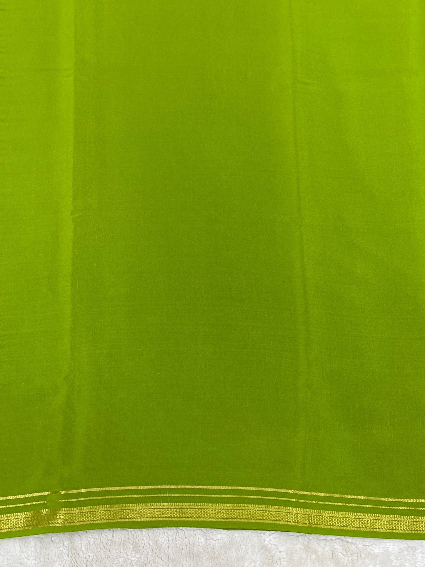 Two Line One Inch Border in Gold Lace Mysore silk saree In Self Light Green Color