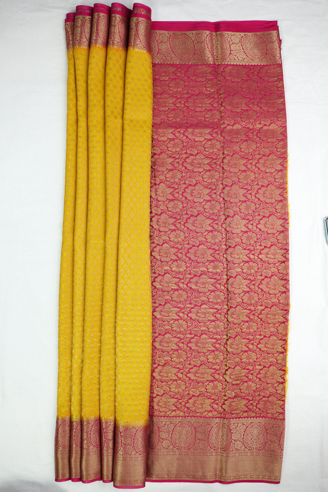 pure yellow mysore silk saree