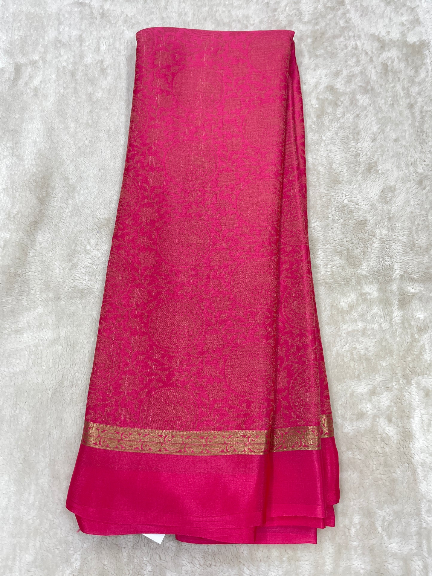 Pure Crepe Mysore Silk crush brocade - 1145309