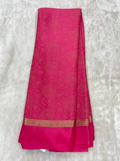Pure Crepe Mysore Silk crush brocade - 1145309
