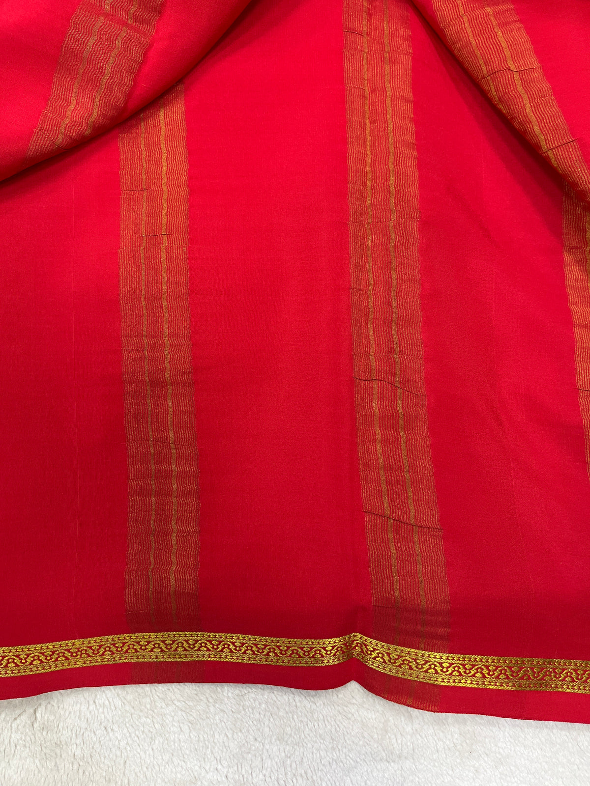 Pure crepe Mysore silk-Gatti Border & 9 By(1104001)