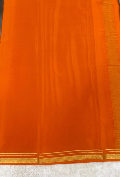 Two Line One Inch Border in Gold Lace Mysore silk saree In Self Orange Color