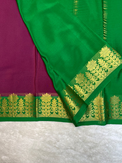 Pure Crepe Mysore Silk Saree-120 GSM(15112606)