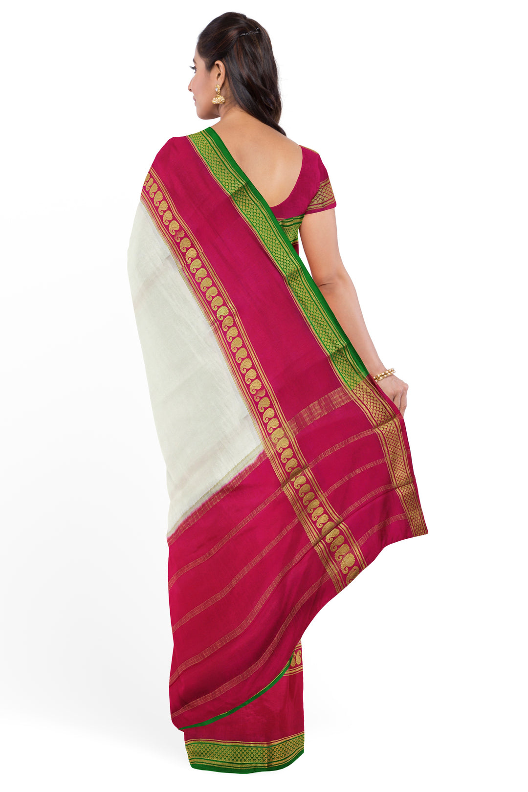 White Pure Mysore Crepe Silk Saree | SILK MARK CERTIFIED