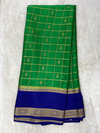 Pure Crepe Mysore Silk Bentex checks butta - 2637796