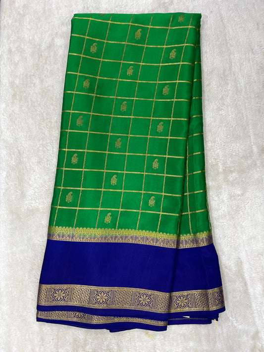 Pure Crepe Mysore Silk Bentex checks butta - 2637796