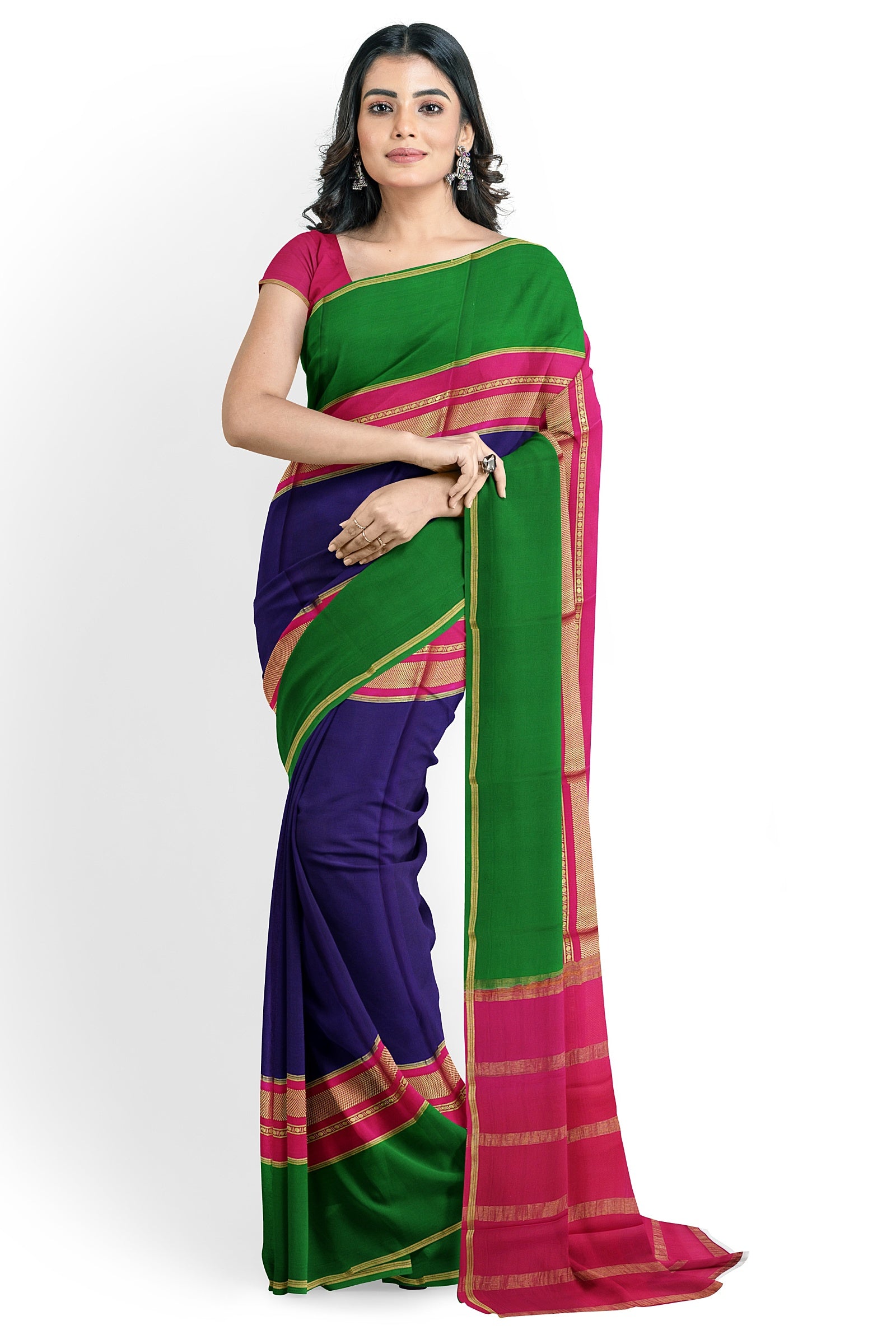 Stylish Bishnupuri Silk 3D Katan Saree with Patli Pallu - Rapurnas