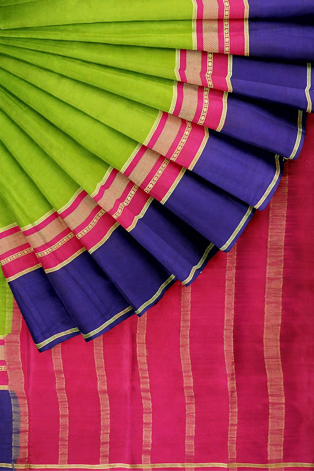 Green Pure Mysore Crepe Silk 3D Saree | SILK MARK CERTIFIED