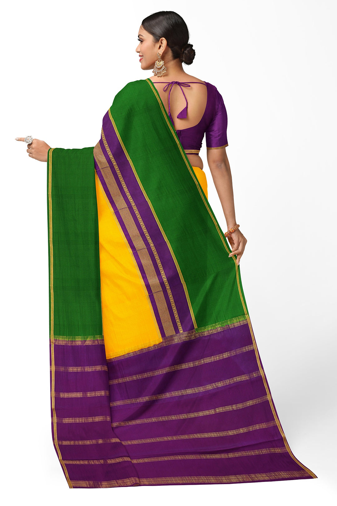 Yellow Pure Mysore Crepe Silk 3D Saree | SILK MARK CERTIFIED