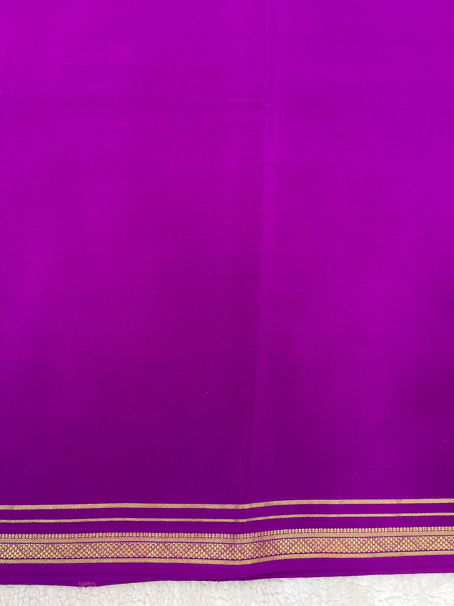 Two Line One Inch Border in Gold Lace Mysore silk saree In Self Purple Color