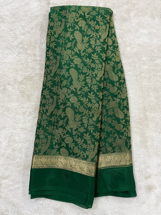 Pure crepe dark green Mysore silk 1111802(80GSM)