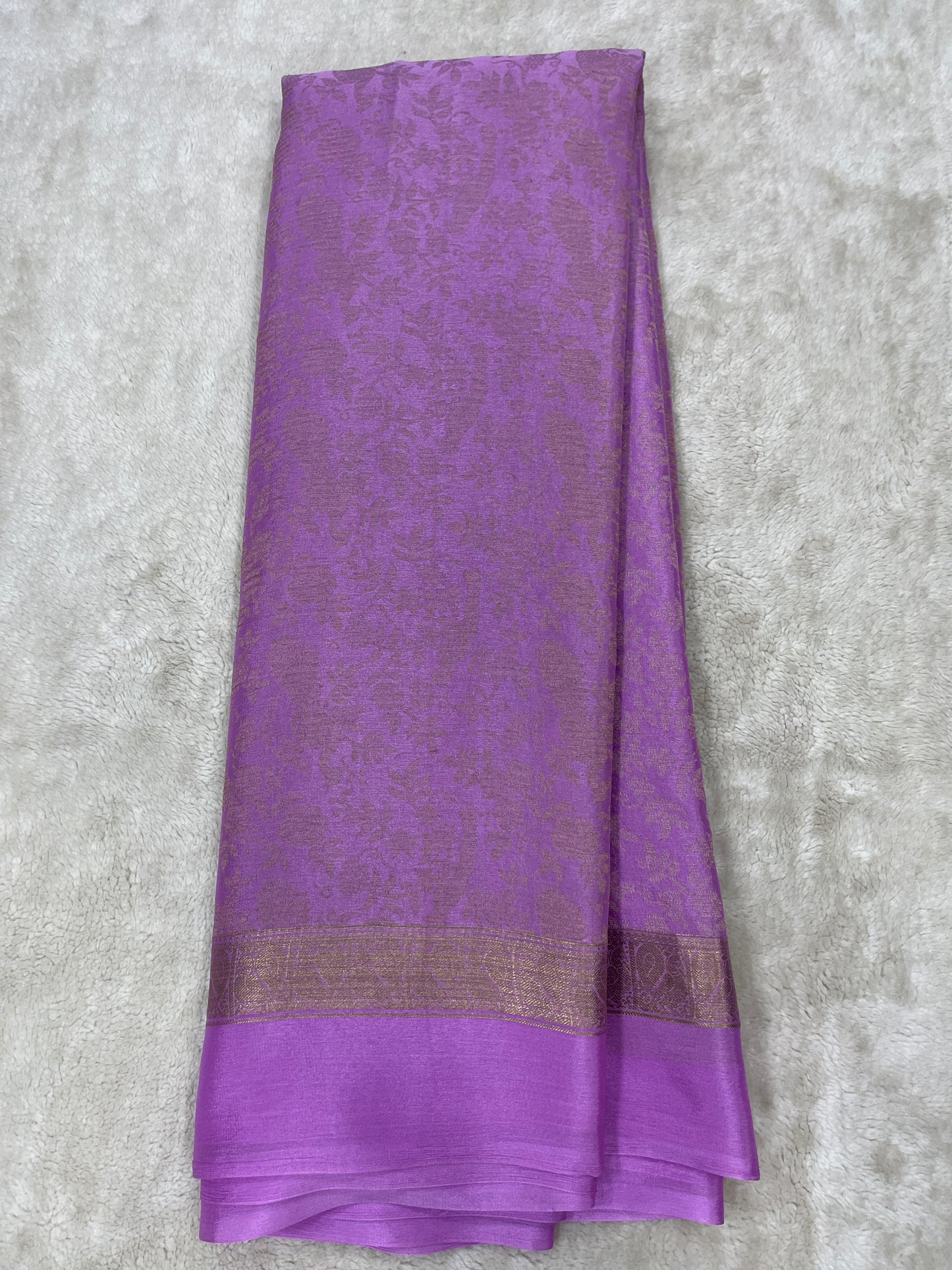 Pure Crepe Mysore Silk crush brocade - 1145309