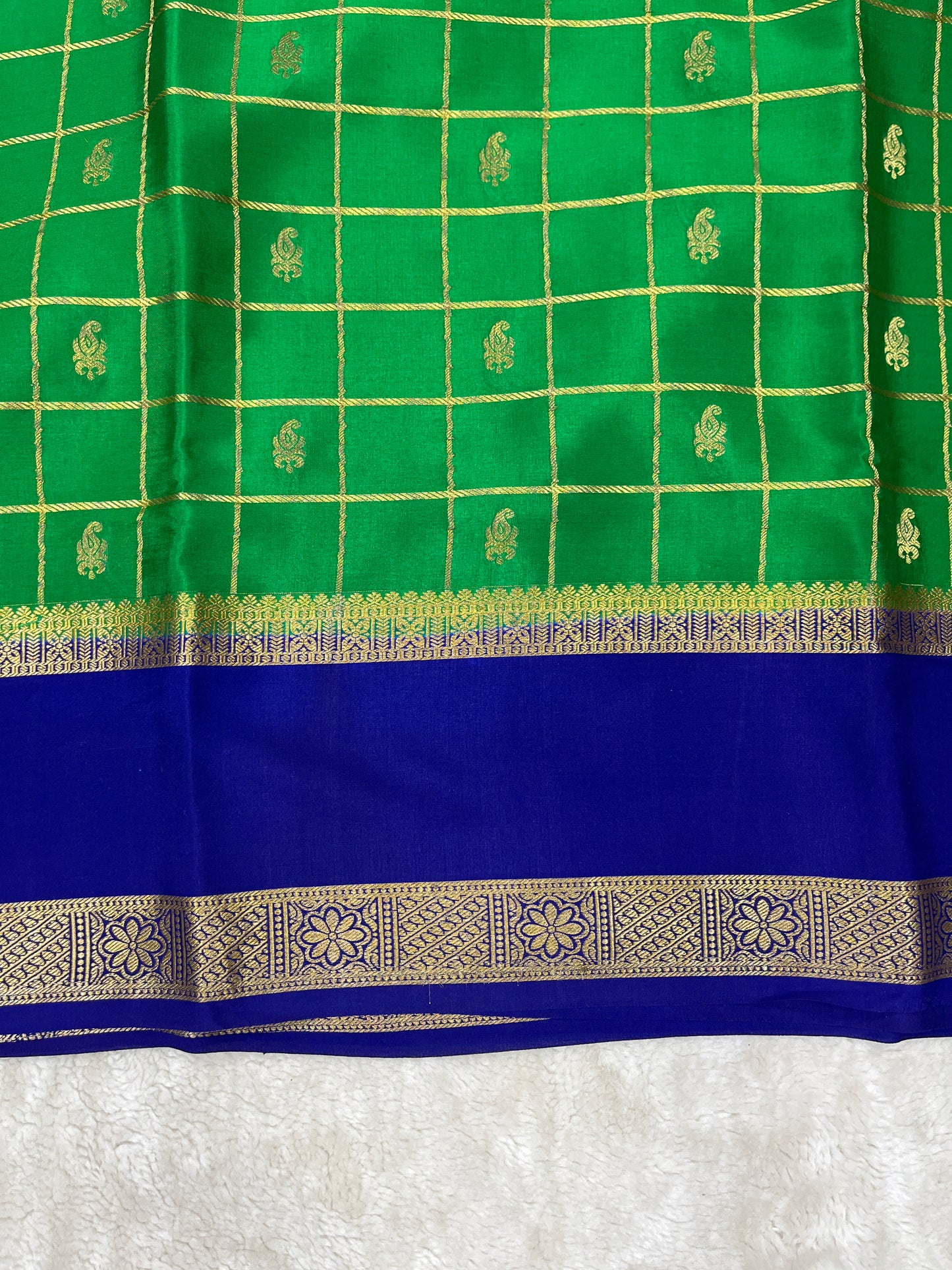 Pure Crepe Mysore Silk Bentex checks butta - 2637796
