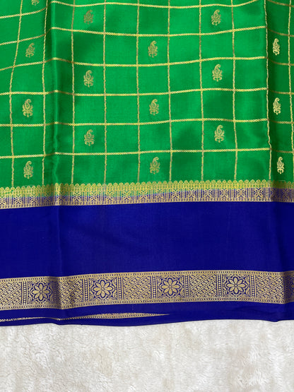 Pure Crepe Mysore Silk Bentex checks butta - 2637796