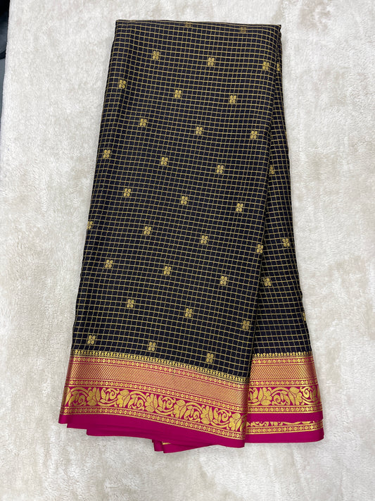 Pure Crepe Mysore Silk checks butta - 2637798