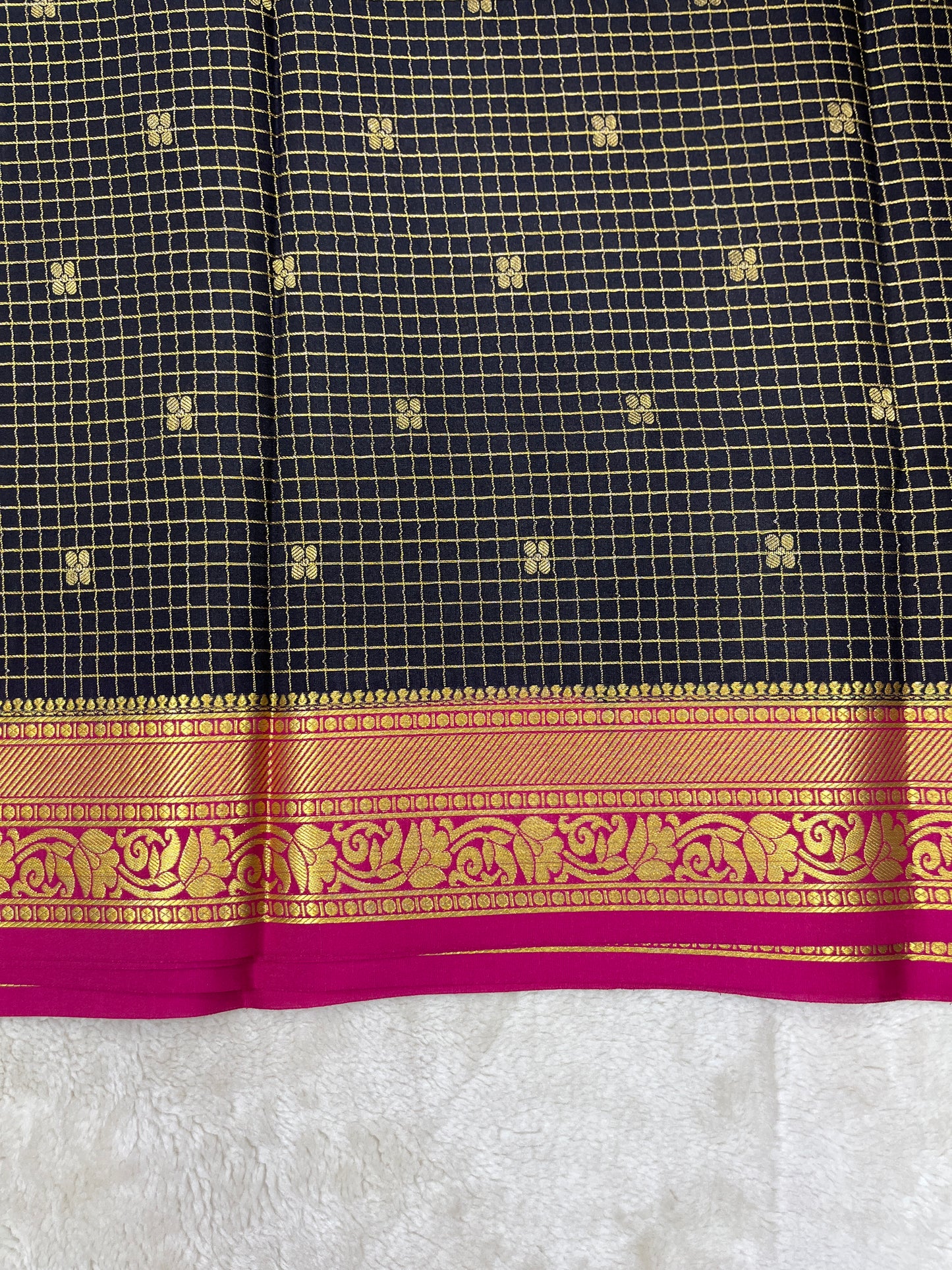 Pure Crepe Mysore Silk checks butta - 2637798