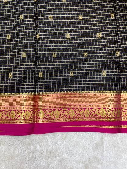 Pure Crepe Mysore Silk checks butta - 2637798