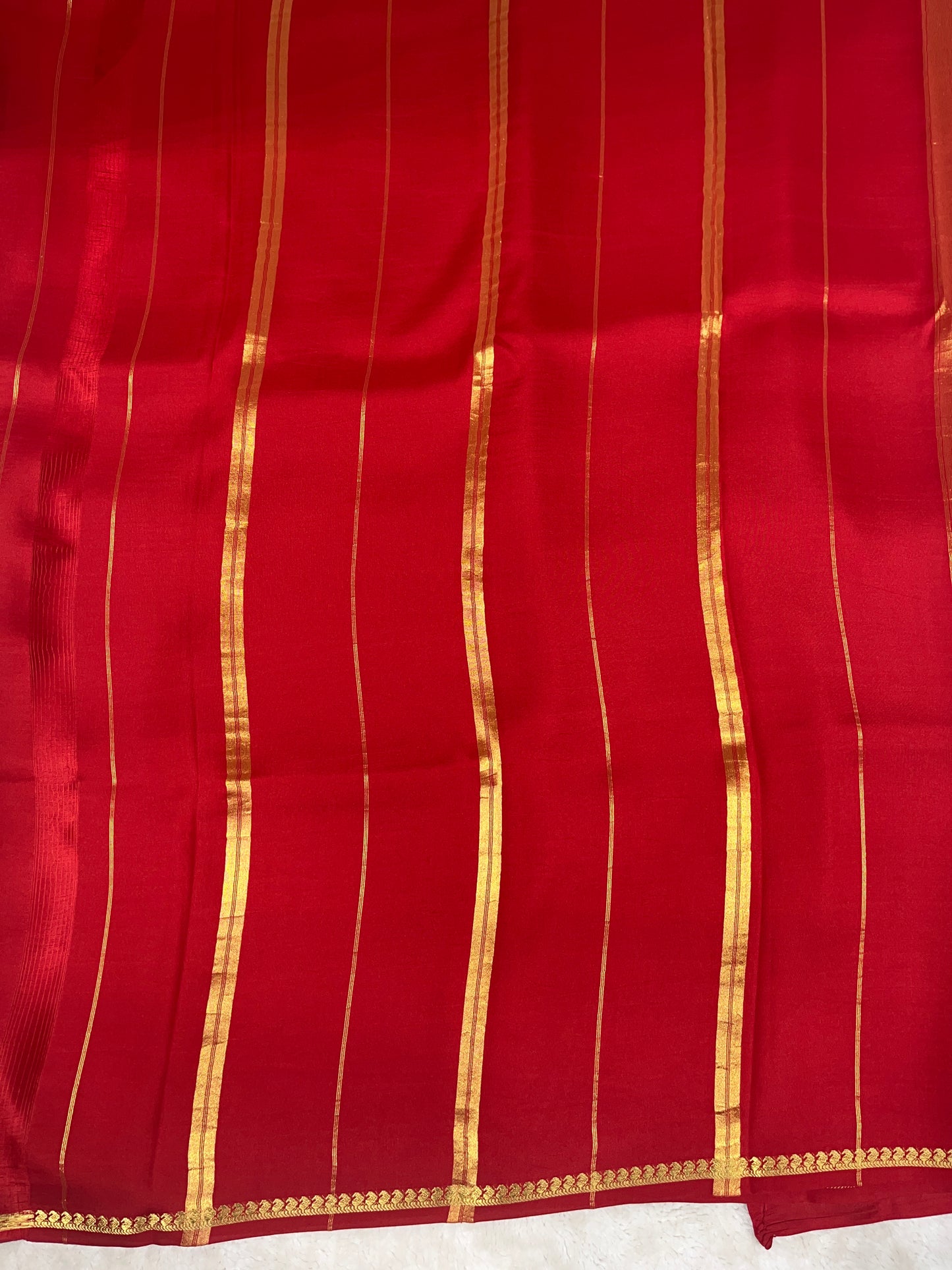 Pure Zari Mysore Silk Saree Paisely Border In Red With Self Color Blouse